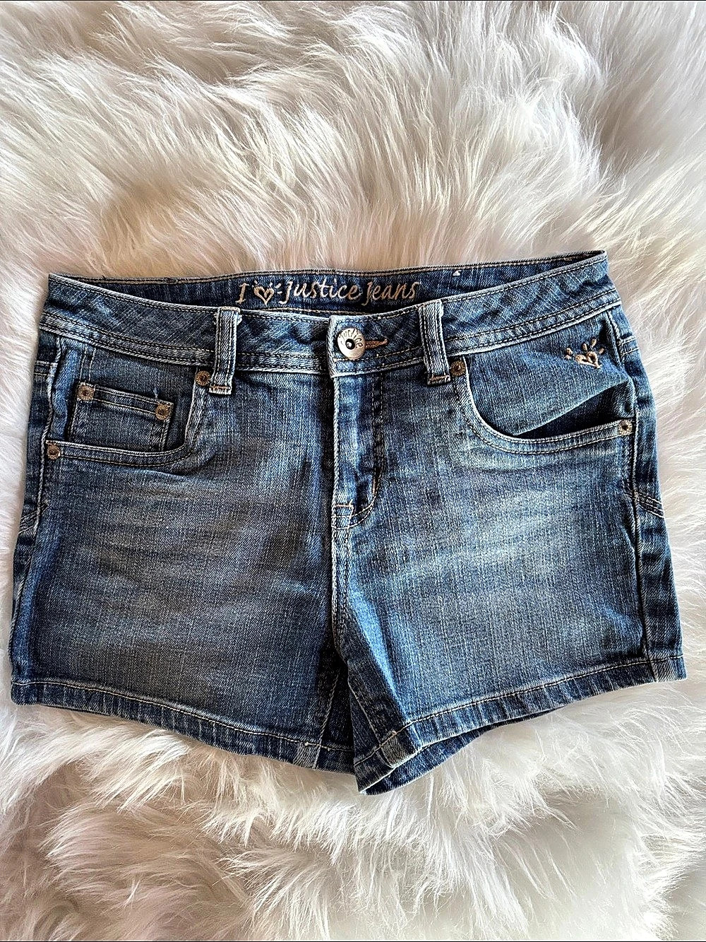 Justice Simply Low Denim Shorts Blue Size 14R